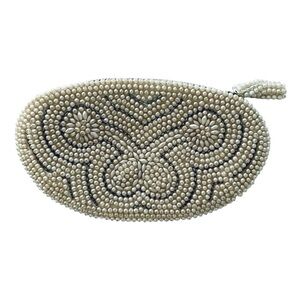 Vintage Gimbels Pearl Beaded Clutch Handbag Wedding Formal Japan